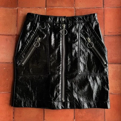 Sz 25 Stone Row By Volcom ‘True To This’ Black Pleather Skirt / Silver Hardware - Image 1 of 4