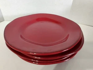 (4) PIER 1 Stoneware ELEMENTAL Red Dinner Plates  - Picture 1 of 7