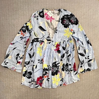 Top túnica Free People Bella para mujer XS de gran tamaño floral suelto calce fluido boho Foto 1 de 4