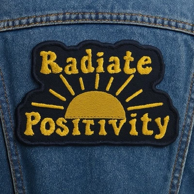 Radiate Positivity Embroidered Patch (4 Inch) Custom Color Options - Image 1 of 3
