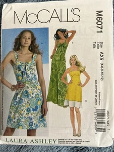 Vestido de sol McCalls 6071 en dos longitudes Misses talla 4 12 patrón de costura Laura Ashley - Imagen 1 de 3