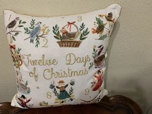ID Home Fashions 12 Days of Christmas Embroidered Sequin Throw Pillow 18" Cotton - Picture 1 of 11