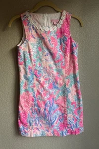 Mini abito bambina LILLY PULITZER classico Mila Shift rosa blu senza maniche retrò 14 - Foto 1 di 5