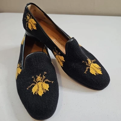 Stubbs & Wooten Abejorro Tapiz Tejido Negro Mocasines Zapatos Zapatillas Talla 8  Foto 1 de 4