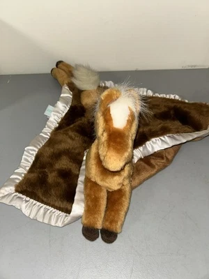 Brooke Horse My Banky Lovey Lovie Security Blanket Brown Plush Satin Trim Pony - Image 1 of 4