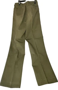Pantalones BSA de algodón a rayas rojas años 50-60 verde oliva joven grandes 31" de largo CR-103 - Imagen 1 de 7