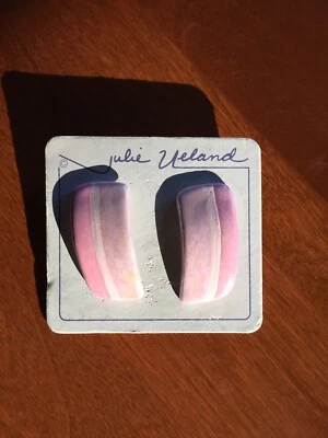 PENDIENTES NUEVOS JULIE UELAND ROSA OPALESCENTE CONCHA COMO POSTE Foto 1 de 4