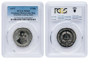5 Mark DDR 1977 Friedrich Ludwig Jahn PCGS MS69 Top Pop 5 - Picture 1 of 1