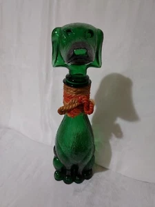 Vintage Empoli Green Dachshund Dog Decanter w/Stopper Made In Italy 14.5" - Picture 1 of 10