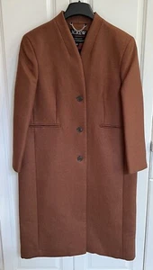 NWT J Crew size 12 Petite ground coffee brown Italian wool Palais topcoat BU453 - Picture 1 of 5