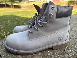 Timberland Juniors Size 7 6" Metallic Collar Premium Boot Silver/Gray Grey Boots - Picture 1 of 11