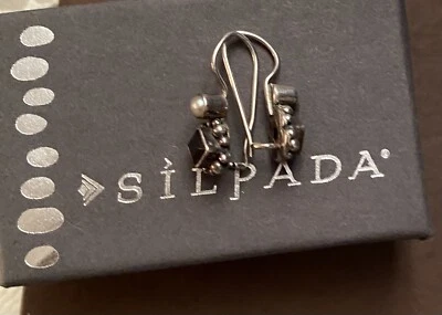 Silpada Sterling 925 Silver Lapis Small Square Dangle Pearl Earrings - Image 1 of 4