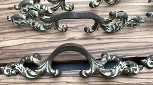 Keeler Brass Co. six Vintage French  cabinet pulls solid brass ,ivory patina #32 - Picture 1 of 8