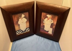 Jennifer Garant Fat Chef 2 Wooden Framed Pictures Art - Picture 1 of 6