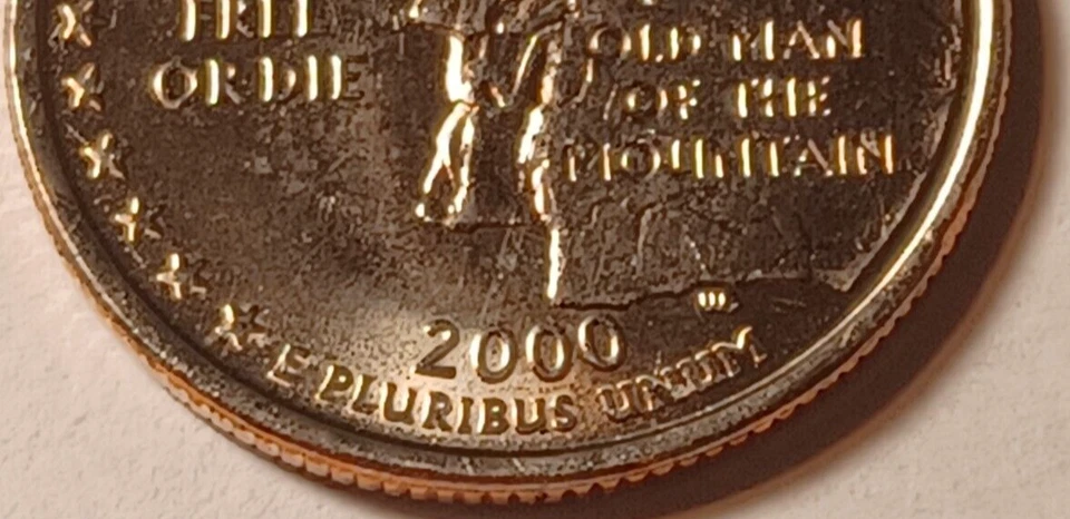 2000 D 25c New Hampshire State Statehood Quarter Coin BU UNC Numerous Errors - Image 1 of 1