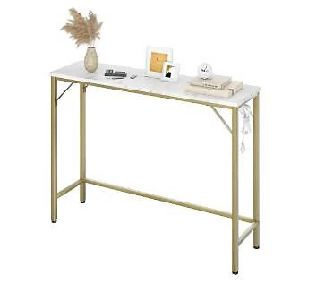 Mesa de sofá industrial estrecha mesa consola de entrada con tomas de corriente y puertos USB Foto 1 de 4