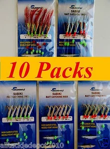 10 paquetes talla #2 plataformas de cebo Sabiki 6 ganchos señuelos de pesca en alta mar 5 paquetes x 2 - Imagen 1 de 7