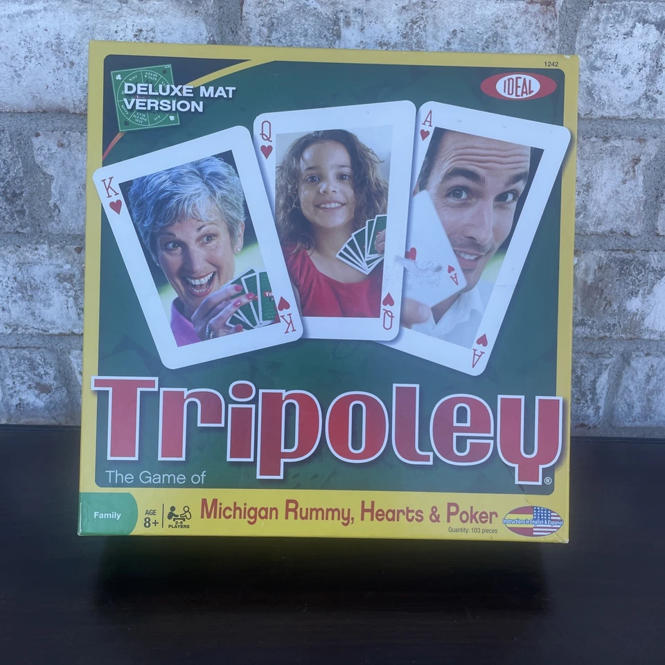 Ideal Tripoley 棋盘游戏密歇根拉米卡和筹码密封全新开箱 — 第 1/4 张图片