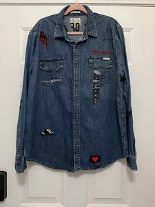 NWT OOAK LUCKY BRAND Denim Pearl Snap Western Shirt Tim McGraw Faith Hill XL - Picture 1 of 10