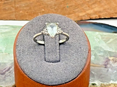 Anillo de cóctel único de oro blanco macizo de 10 quilates aguamarina con diamantes talla 7,25--1832,25 Foto 1 de 4