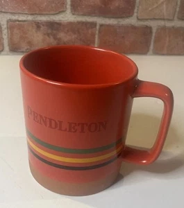 Pendleton Kaffeebecher Tasse 18 Unzen rot gelb grün Streifen groß Wollmühlen - Bild 1 von 6