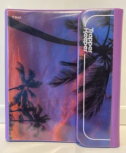 Vtg MEAD Trapper Keeper Palm Trees 80s Beach Nights w/ 2 Fo1ders, 1" Round Rings - Picture 1 of 14