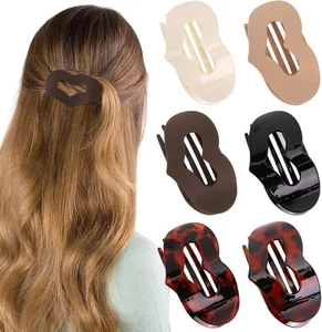 6 PCS Flat Claw Clips for Women, Curved Design, French Flat Hair Clips Comfortab - Picture 1 of 18