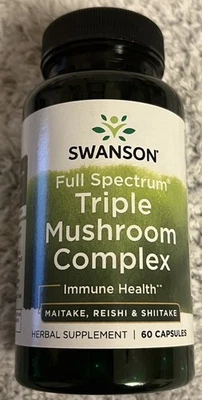 Swanson Triple Mushroom Complex 60 Cap, Shiitake, Reishi, Maitake Immune support - Image 1 of 2