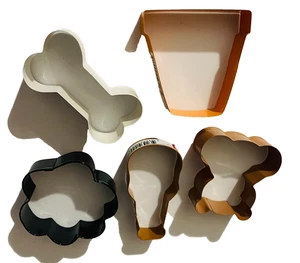 Juego de 5 cortadores de galletas de metal formas aleatorias maceta de oso hueso de perro - Imagen 1 de 1