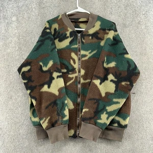 VTG Hunting Sweater Men L Green Brown Real Tree Camo Fleece  Hunting Outdoor 90s - Picture 1 of 8