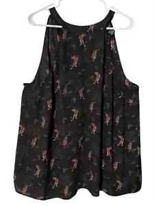 Torrid Jungle Tiger Sleeveless Top Womens 2/2X Georgette Tie Neck Lagenlook BoHo - Picture 1 of 16