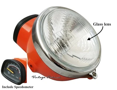 HONDA CD125 CD175 CT90 CT110 LUZ PRINCIPAL LÁMPARA + VELOCÍMETRO + ESTUCHE CUBO NARANJA [CD] Foto 1 de 4
