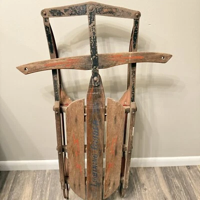 Vintage Lightning Guider Snow Sled 48 in Long - Primitive Rusty Decor - Image 1 of 4