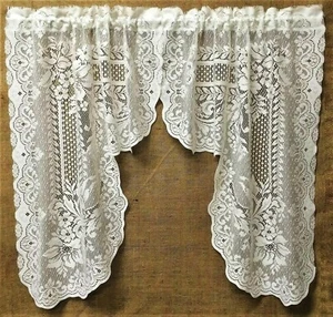Fontaine White Cotton Blend Swag 60" x 36" or Insert Valance Livingroom Bedroom - Picture 1 of 8