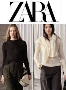Zara ALPACA BLEND OPEN-KNIT SWEATER PULLOVER- BLACK - Bild 1 von 21