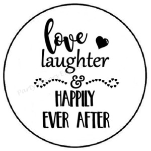LOVE LAUGHTER AND HAPPILY EVER AFTER ENVELOPE SEALS LABELS STICKERS PARTY FAVORS