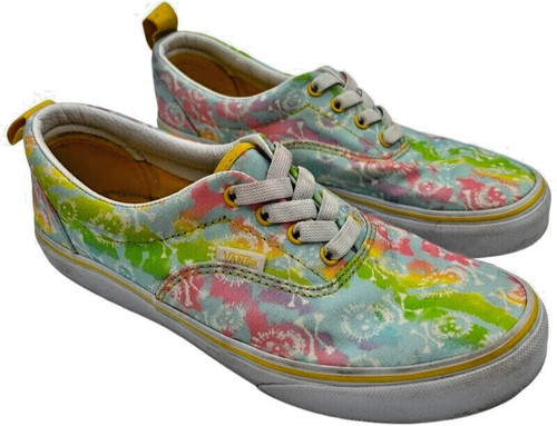 scarpe vans epoca bambina taglia 5 elastico pizzo teschi ossa cyber tie dye giallo rosa