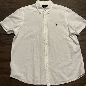 Ralph Lauren RL Untucked Fit Button Down Up Mens Size XL Work Dress White Shirt - Picture 1 of 12
