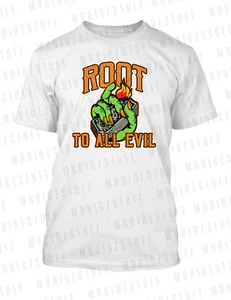 Camiseta Halloween Raíz de Todo Mal Camiseta Terror Terror Dinero Miedo Camiseta Grande Alta Pequeña - Imagen 1 de 2