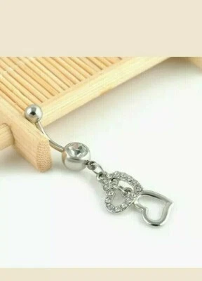 14K White Gold Over 2.60Ct Moissanite Navel Dangle  Belly Botton Women - Image 1 of 3