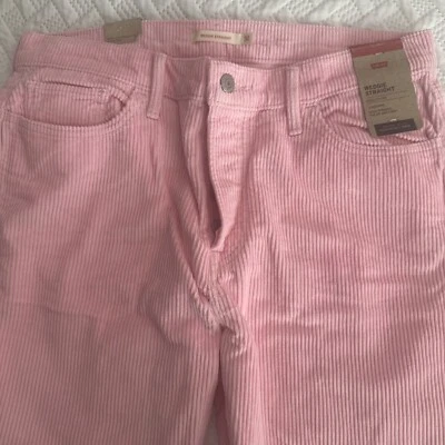 Pantalones de mezclilla Levi's Wedgie rectos tiro alto botones mosca rosa pana W32 Foto 1 de 4