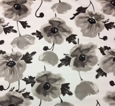 KRAVET AMAPOLA LINO NEGRO GRIS GRANDE FLORAL TELA MULTIUSO POR YARDA 54"W Foto 1 de 4