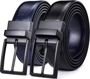 Beltox Fine Men'S Dress Belt Leather Reversible 1.25" Wide Rotated Buckle Gift B - Picture 1 of 12