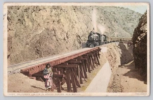 Postal California Limited Train Apache Canyon White Border publicada 1915 - Imagen 1 de 2