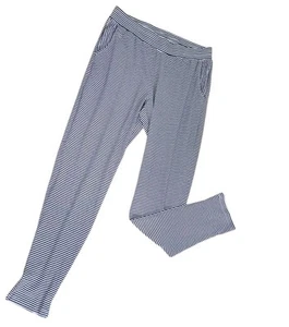 Eberjey Indigo Seas Blue/White Cotton Stripes Knit College Pant Pockets Medium - Picture 1 of 6