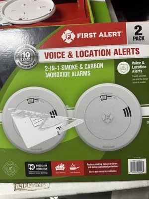 First Alert Voice & Location Alerts 2-in-1 Smoke & Carbon Monoxide Alarm 2-Pack