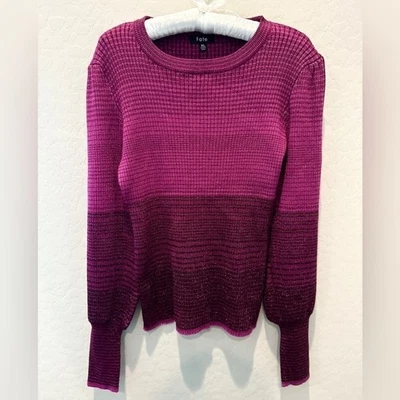 FATE | Suéter acanalado manga globo cuello redondo metálico púrpura Ombre | XL Foto 1 de 4