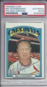 Red Schoendienst Autogramm 1972 Topps #67 - PSA/DNA 84292930 - Bild 1 von 2