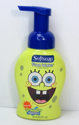 RARO Dispensador de Jabón Suave para Manos BOB ESPONJA PANTALONES CUADRADOS Espuma Funciona Botella Amarilla Foto 1 de 4