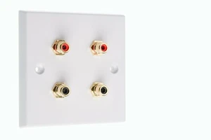 Audio Speaker Phono AV 0.4 Wall Face Plate - 4 RCA Posts - Picture 1 of 18